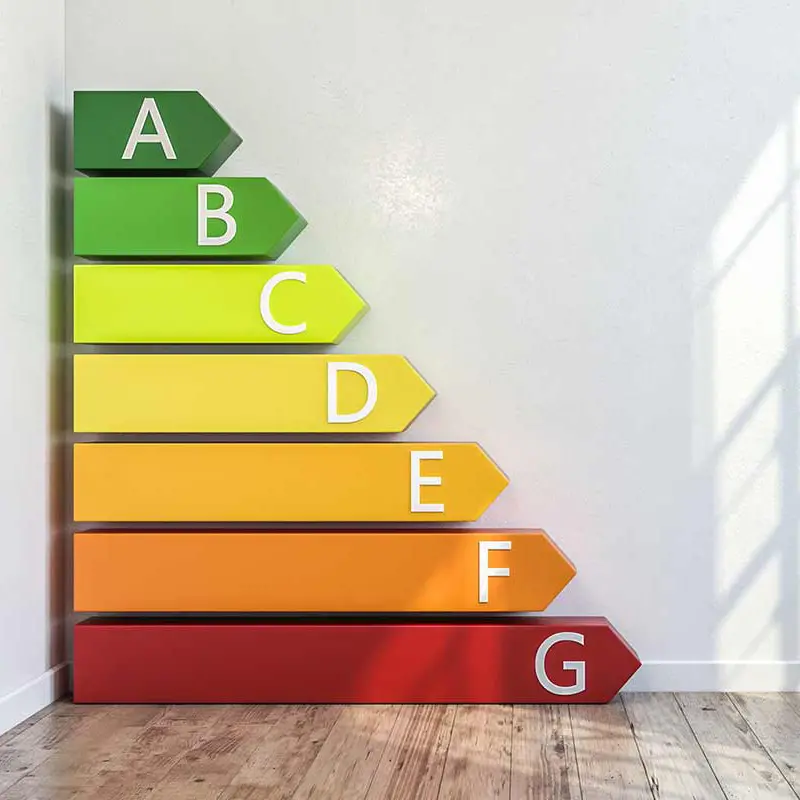 An ErP energy efficiency label from an alpha innotec heat pump