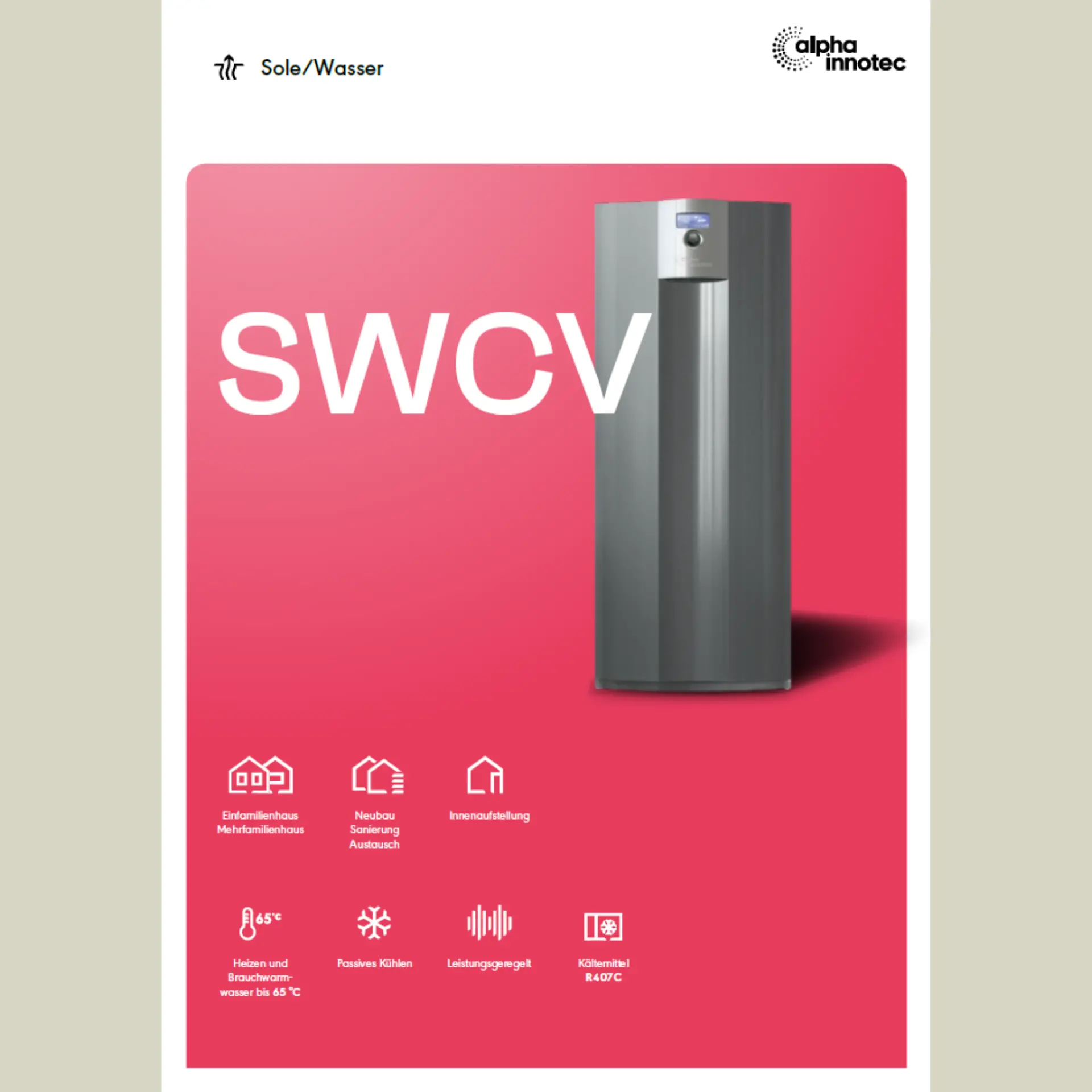 Product sheet SWCV Brine-to-Water Heat Pumps alpha innotec
