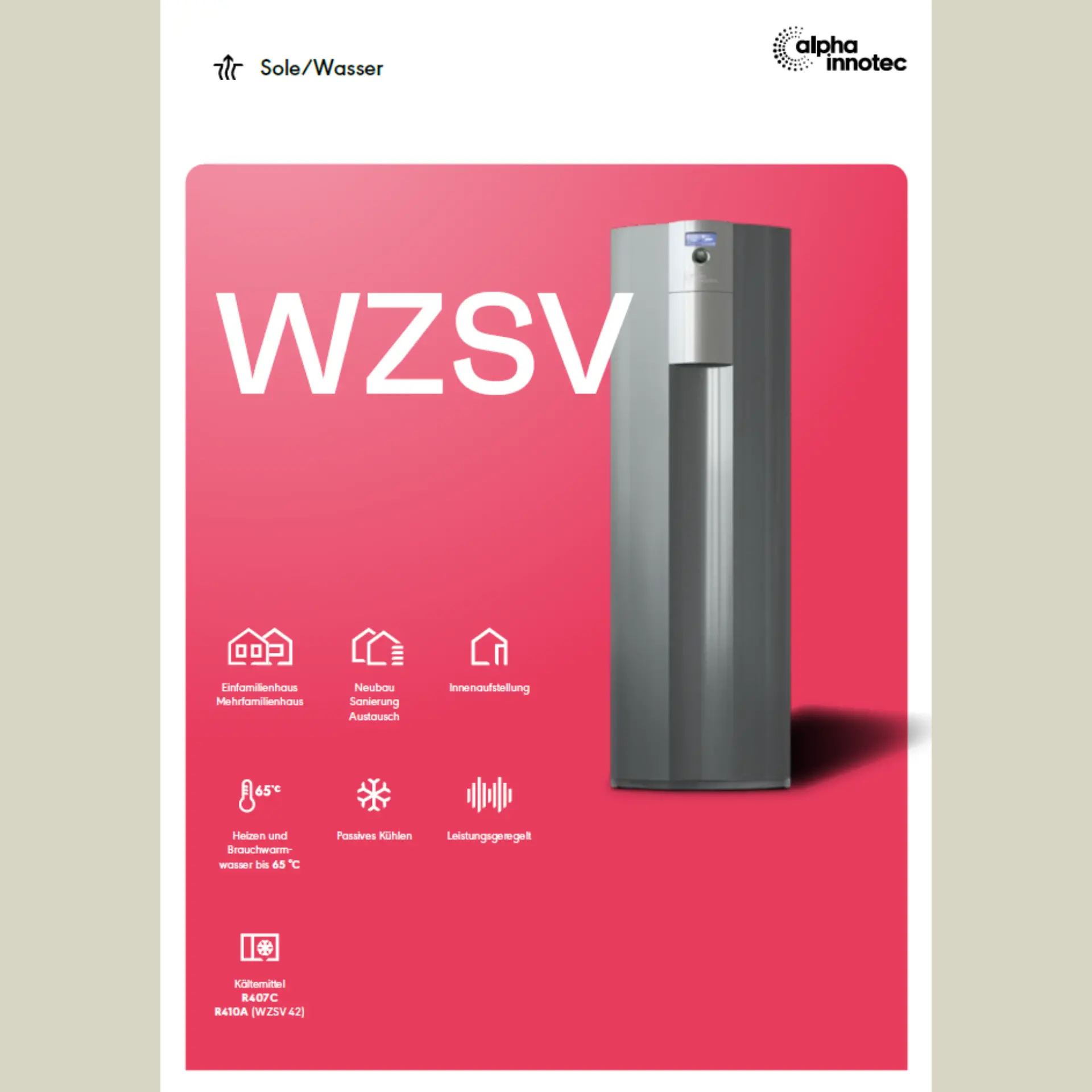 Product sheet WZSV Brine-to-Water Heat Pumps alpha innotec