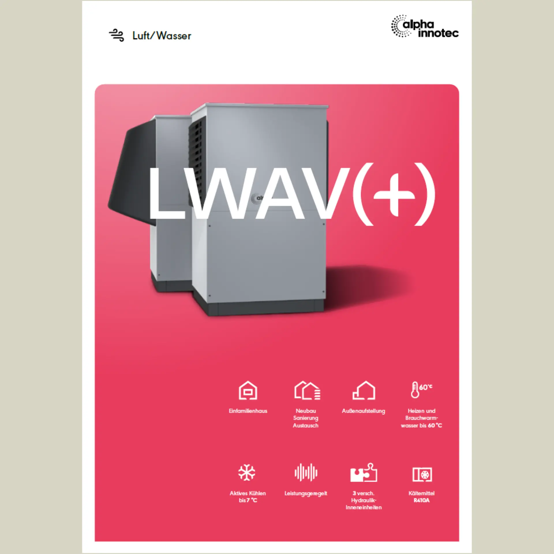 Product sheet LWAV(+) Air-to-Water Heat Pumps alpha innotec